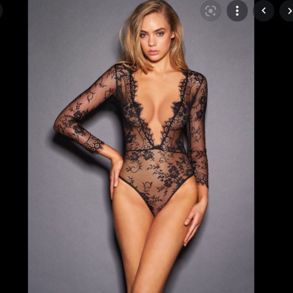 Plunge All-Over Lace Teddy